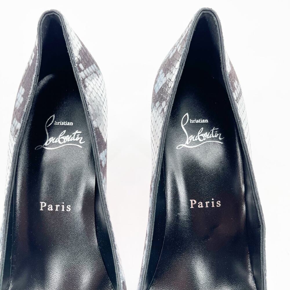 Christian Louboutin Condora 85 Silver Snake Embossed Pointed Toe Pumps EU 38.5 - Picture 7 of 10
